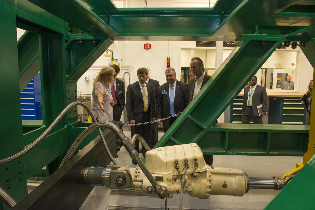 LISA BATES PROVIDES AN OVERVIEW OF THRUST VECTOR CONTROL  TO STATE SENATOR BILL HOLTZCLAW, REPRESENTATIVE MAC MCCUTCHEON, GREG CANFIELD OF THE ALABAMA DEPARTMENT OF COMMERCE, GOVERNOR BENTLEY’S CHIEF OF STAFF, DAVID PERRY, AND LT. GOVERNOR STRANGES CHIEF OF STAFF, STEVE PELHAM