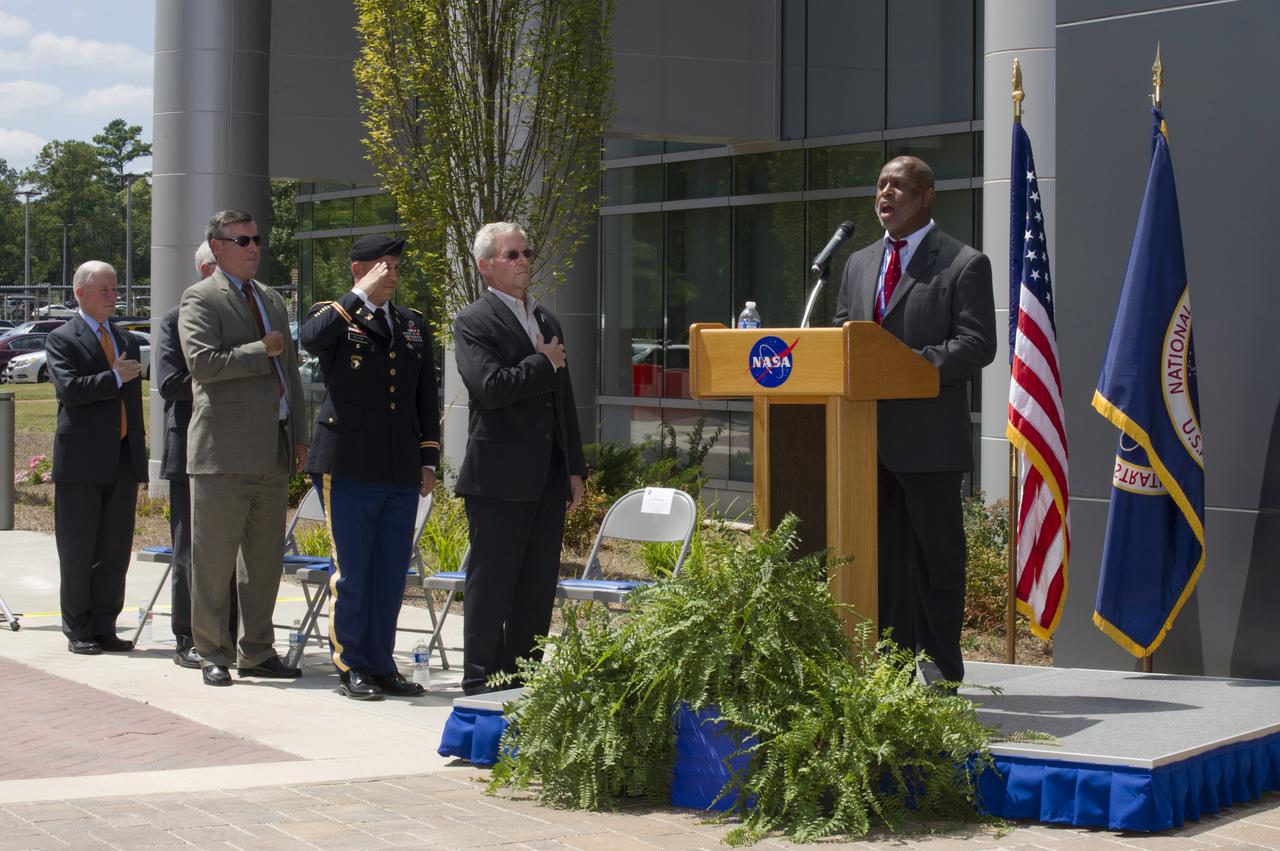 CALVIN DRAKE SINGS NATIONAL ANTHEM AT DEDICATION OF BLDG 4220