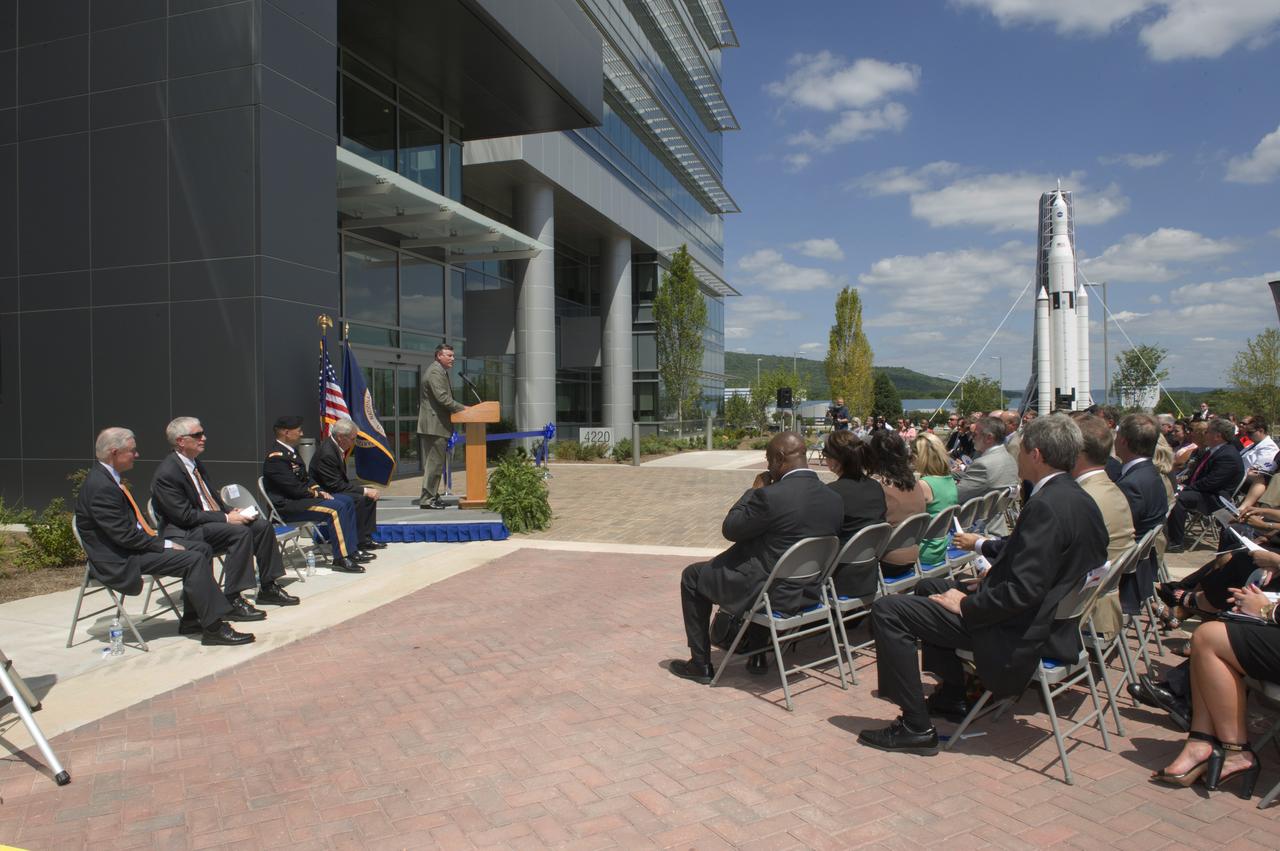 PATRICK SCHEUERMANN ADDRESSES AUDIENCE AT BLDG 4220 RIBBON CUTTING EVENT