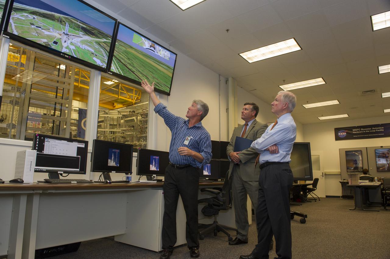 JEFF SESSIONS AND MO BROOKS TOUR MSFC PROPULSION DEVELOPMEN RESEARCH LAB