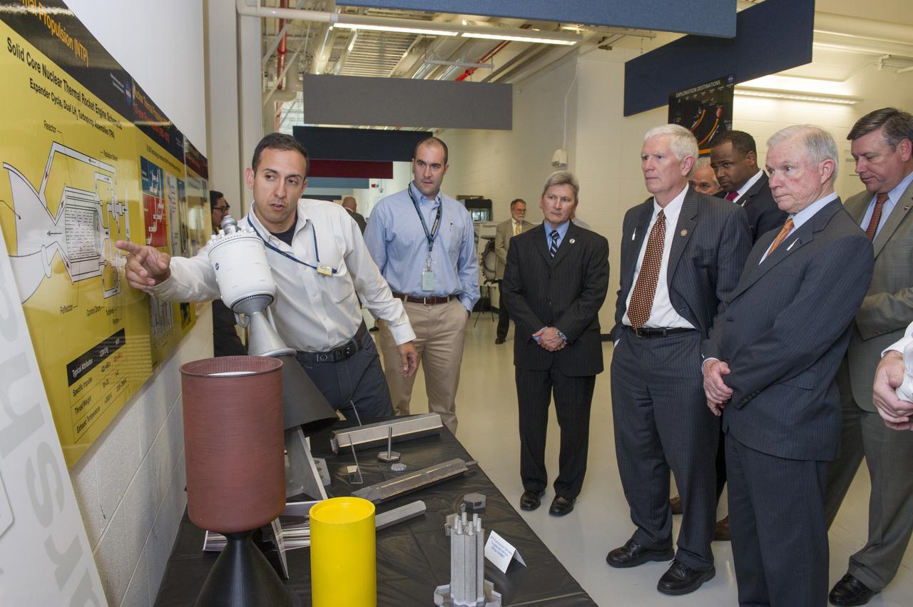 JEFF SESSIONS AND MO BROOKS TOUR MSFC PROPULSION DEVELOPMEN RESEARCH LAB