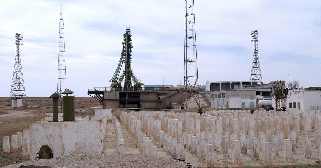 The Soyuz launch pad, Wednesday, April 14, 2004 in Baikonur, Kazakhstan. Photo Credit: (NASA/Bill Ingalls)