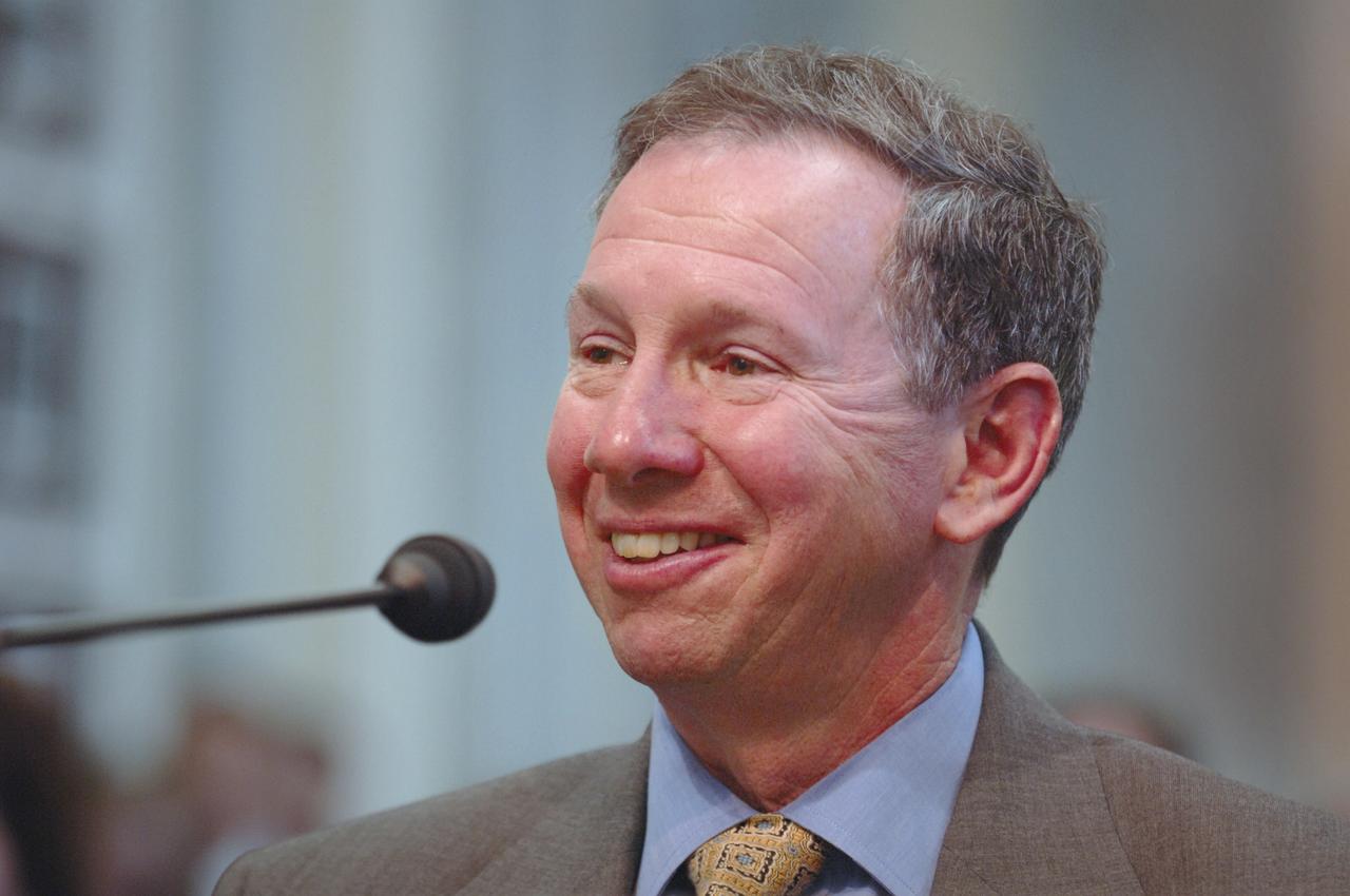Dr. Michael Griffin testifies, Tuesday, April 12, 2005, during his confirmation hearing before the U.S. Senate Commerce Committee at the Russell Senate Office Building in Washington. If confirmed, Griffin, who currently heads the space department at the Johns Hopkins University Applied Physics Laboratory will become NASA's 11th administrator. Photo Credit (NASA/Renee Bouchard)