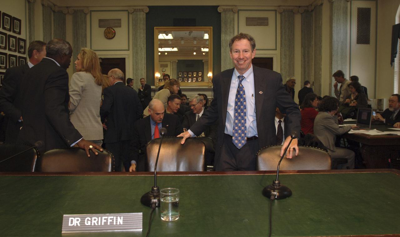 NASA Administrator Dr. Michael Griffin is seen prior to his appearance in front of the Senate Commerce Committee Science and Space Subcommittee hearing on Human Space Flight: The Space Shuttle and Beyond, Wednesday, May 18, 2005, in the Russell Senate Office Building on Capitol Hill in Washington. Photo Credit: (NASA/Bill Ingalls) 