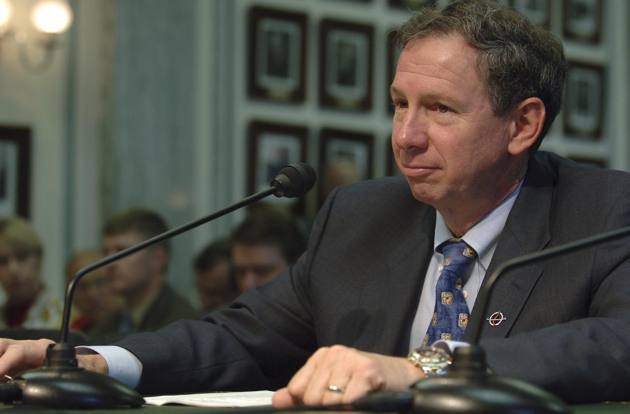 NASA Administrator Dr. Michael Griffin smiles during his appearance in front of the Senate Commerce Committee Science and Space Subcommittee hearing on Human Space Flight: The Space Shuttle and Beyond, Wednesday, May 18, 2005, in the Russell Senate Office Building on Capitol Hill in Washington. Photo Credit: (NASA/Bill Ingalls) 