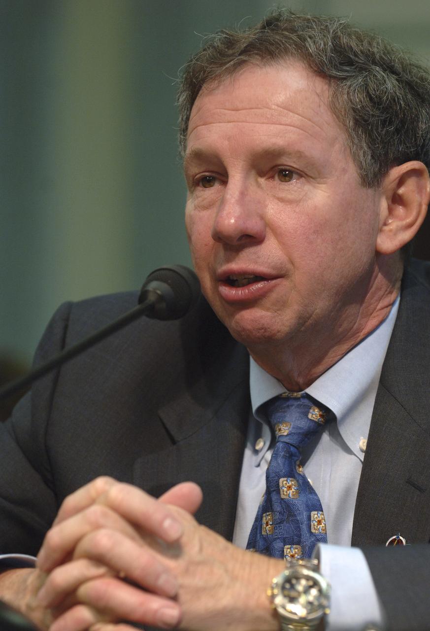 NASA Administrator Dr. Michael Griffin speaks in front of the Senate Commerce Committee Science and Space Subcommittee hearing on Human Space Flight: The Space Shuttle and Beyond, Wednesday, May 18, 2005, in the Russell Senate Office Building on Capitol Hill in Washington. Photo Credit: (NASA/Bill Ingalls) 