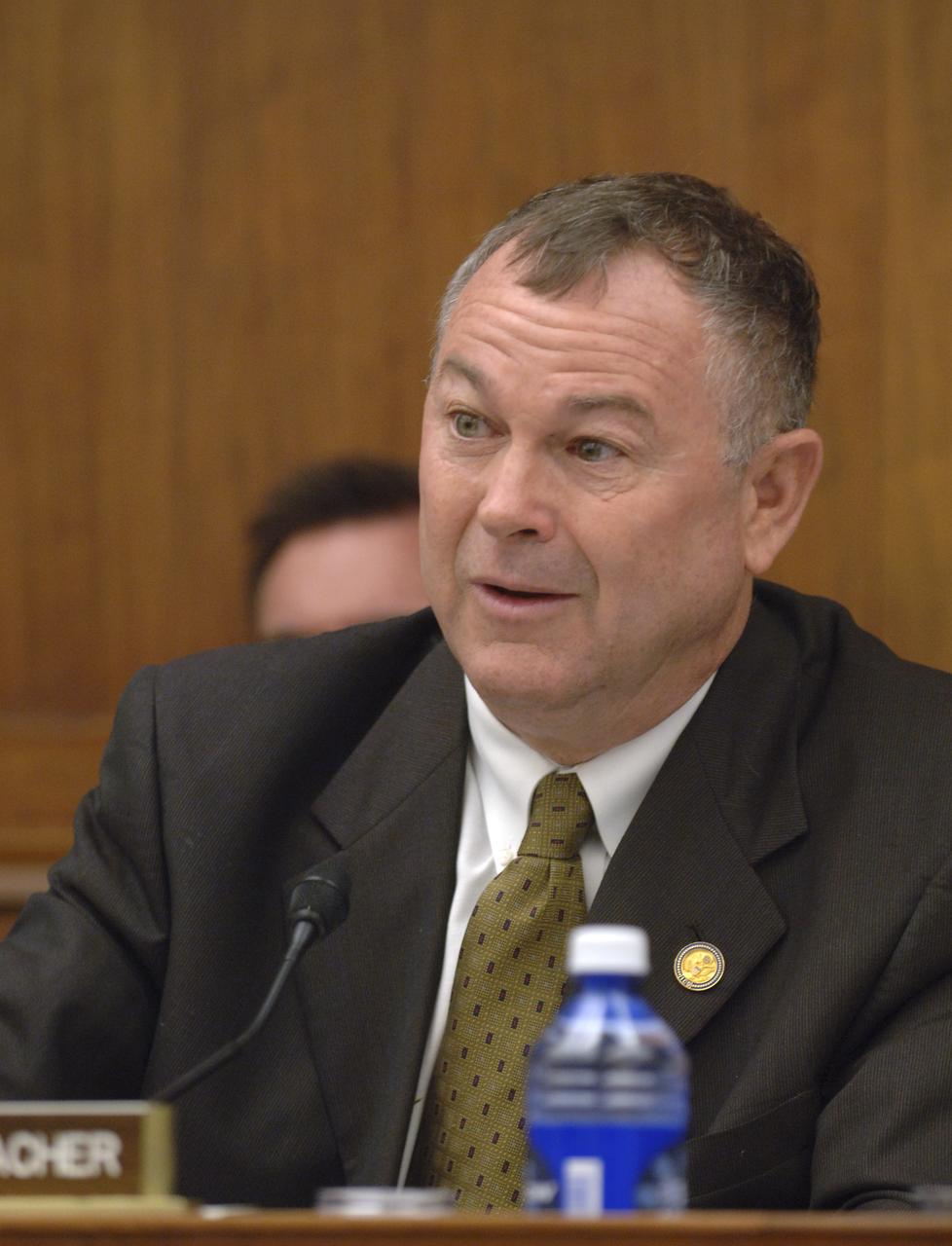 Rep. Dana Rohrabacher, R-CA., questions NASA Administrator Michael Griffin during a House Science Committee hearing, Tuesday,  June 28, 2005, Rayburn House Office building, Washington.  Photo Credit: (NASA/Bill Ingalls)