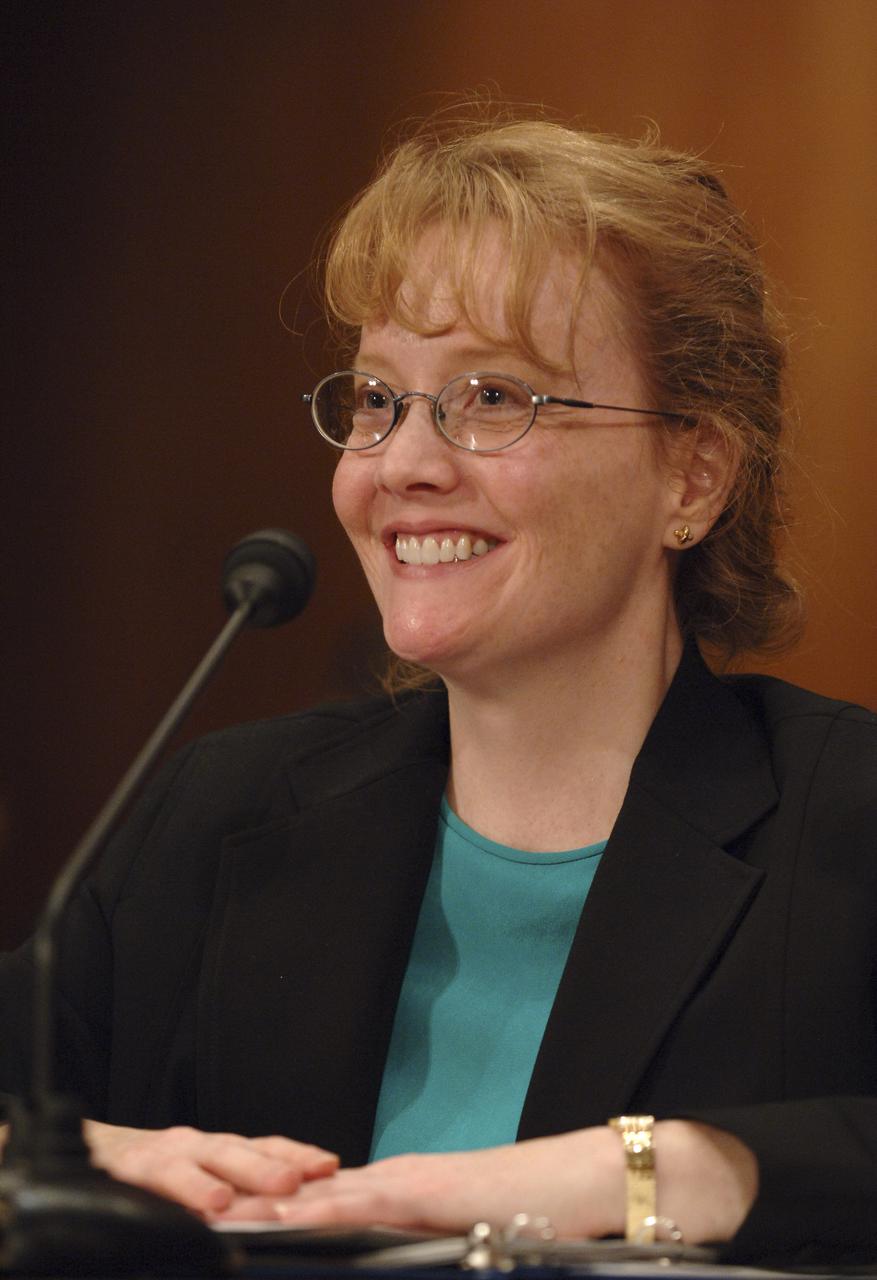 Shana Dale testifies at her confirmation hearing before the Senate Committee on Commerce, Science, and Transportation, Nov. 1, 2005, on Capitol Hill in Washington.  Dale was nominated by President Bush to be the deputy administrator of the National Aeronautics and Space Administration (NASA).  Photo Credit: (NASA/Bill Ingalls)