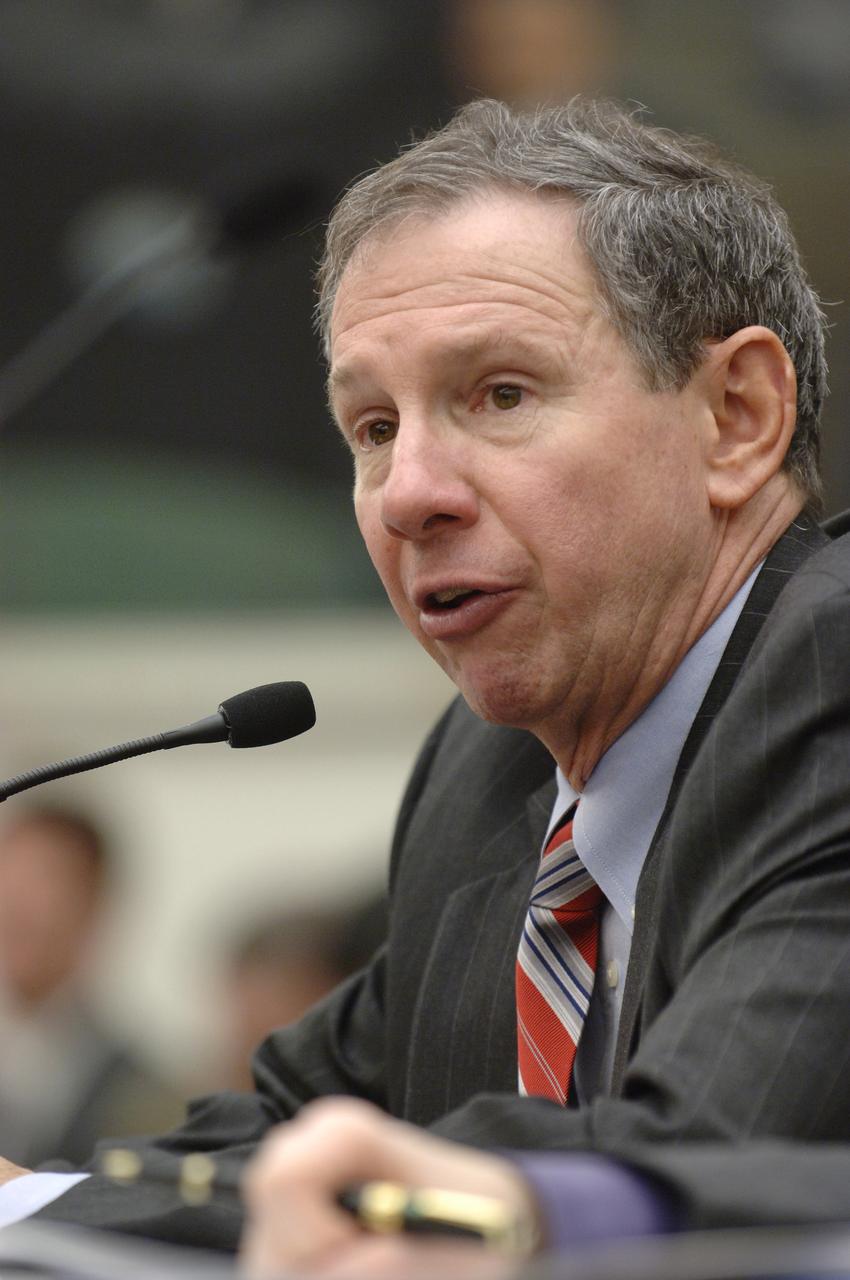 NASA Administrator Michael Griffin testifies during a hearing before the House Science & Technology Committee  regarding NASA's FY 2007 budget request, Thursday, Feb., 16, 2006, in Washington. Photo Credit: (NASA/Bill Ingalls)