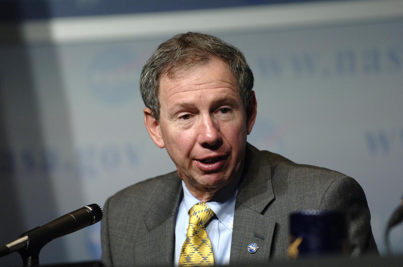 NASA Administrator Michael Griffin, speaks during a press conference outlining specific center responsibilities associated with the Constellation Program for robotic and human Moon and Mars exploration, Monday, June 5, 2006, at NASA Headquarters in Washington.  Photo Credit (NASA/Bill Ingalls)