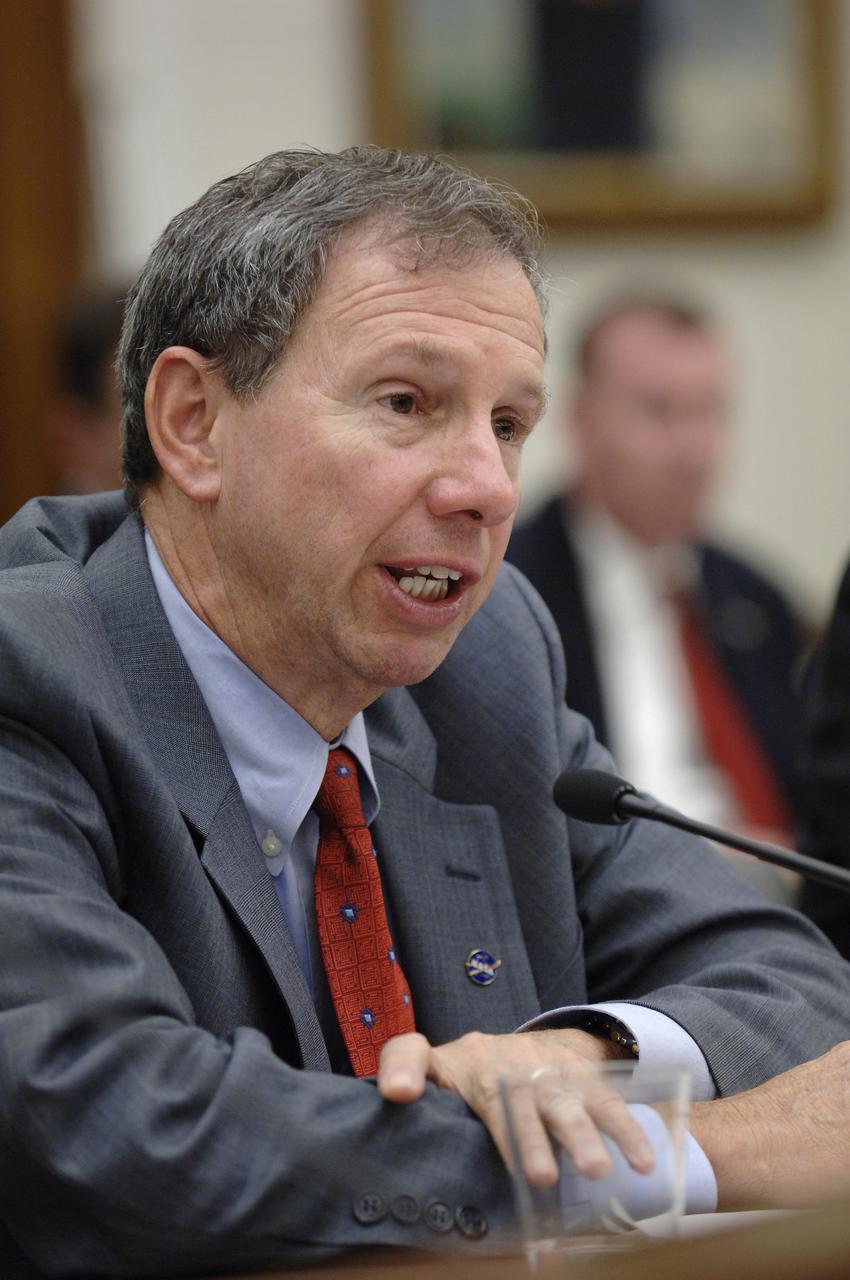 NASA Administrator Michael Griffin, testifies before the House Committee on Science and Technology regarding the future of the National Polar-orbiting Operational Environmental Satellite System (NPOESS) and results of the Nunn-McCurdy review of NOAA’s weather satellite program, Thursday, June 8, 2006, at the Rayburn House Office Building in Washington. Photo Credit: (NASA/Bill Ingalls)