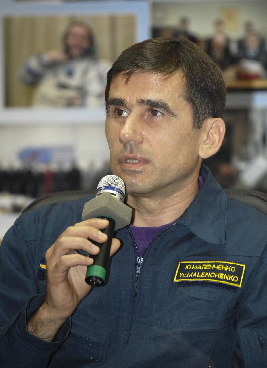 Expedition 16 Flight Engineer and Soyuz Commander Yuri Malenchenko speaks during the State Commission meeting and press conference, Tuesday, Oct. 9, 2007, at the Baikonur Cosmodrome in Kazakhstan. The Expedition 16 crew is in preparation for their launch to the International Space Station Oct. 10 in their Soyuz TMA-11 spacecraft. Commander Peggy Whitson and Malenchenko will spend six months on the station while spaceflight participant Shukor will return to Earth Oct. 21 with two of the Expedition 15 crewmembers currently on the complex. Photo Credit: (NASA/Bill Ingalls) Photo Credit: "NASA/Bill Ingalls"