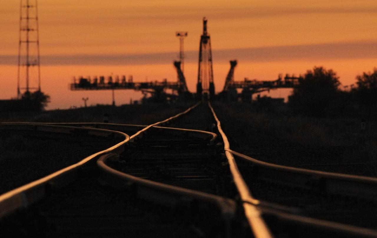 The Soyuz launch pad is seen prior to the rollout of the Soyuz TMA-13 spacecraft at the Baikonur Cosmodrome in Kazakhstan, Friday, Oct. 10, 2008.  The Soyuz is scheduled to launch to the International Space Station Oct. 12 with Expedition 18 Commander Michael Fincke, Flight Engineer Yuri V. Lonchakov and American spaceflight participant Richard Garriott.  The three crew members will dock their Soyuz to the International Space Station on Oct. 14. Fincke and Lonchakov will spend six months on the station, while Garriott will return to Earth Oct. 24 with two of the Expedition 17 crew members currently on the International Space Station.  Photo Credit: (NASA/Bill Ingalls)