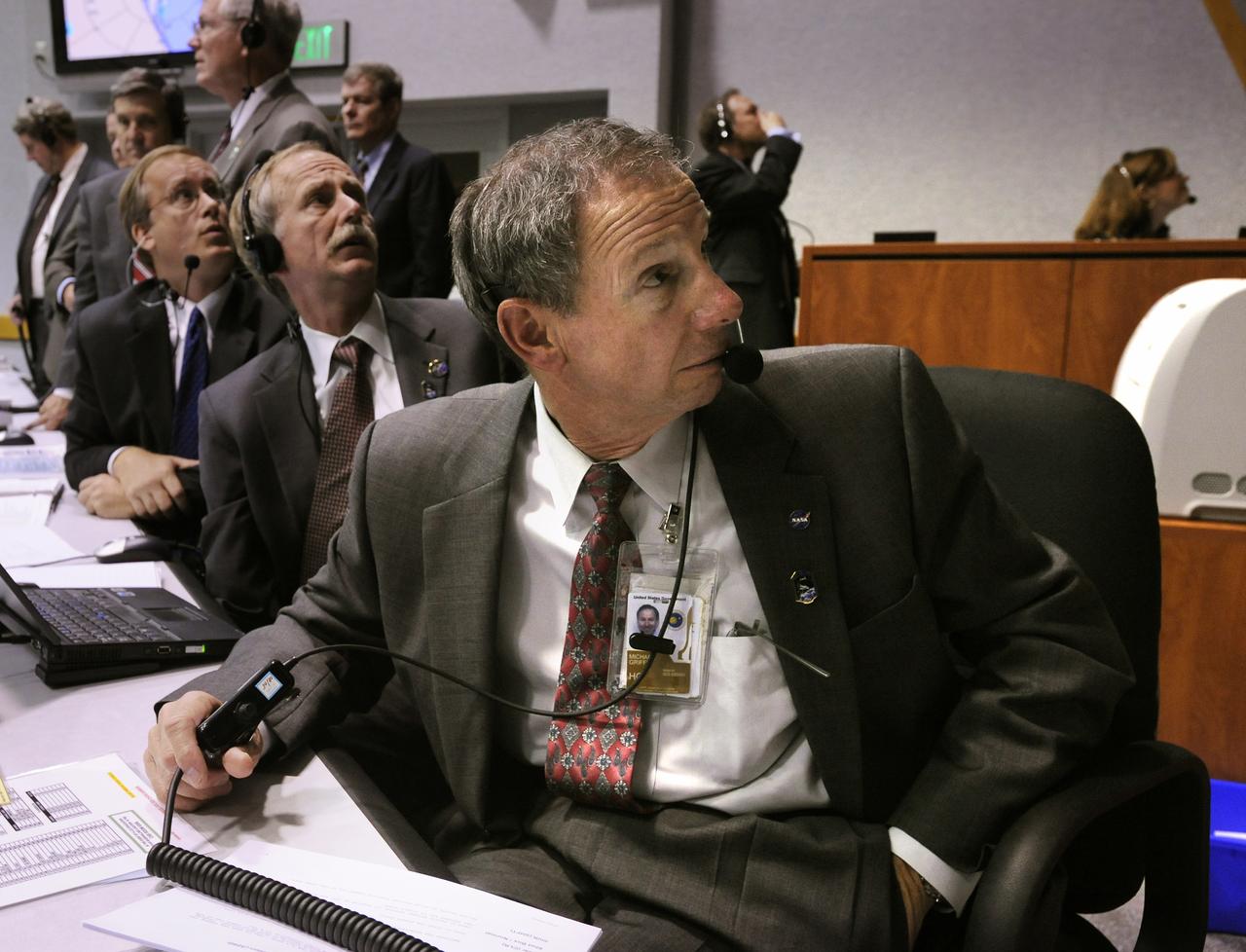 NASA Administrator, Michael Griffin watches the launch of the Space Shuttle Endeavour (STS-126) from the Launch Control Center Friday, November 14, 2008, at the Kennedy Space Center in Cape Canaveral, Fla. The Shuttle lifted off from launch pad 39A at 7:55 p.m. EST. Photo Credit: (NASA/Bill Ingalls)