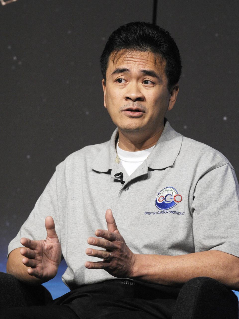 Ralph Basilio talks during a media briefing to discuss the upcoming Orbiting Carbon Observatory mission, the first NASA spacecraft dedicated to studying carbon dioxide, Thursday, Jan. 29, 2009, at NASA Headquarters in Washington. Photo Credit: (NASA/Paul E. Alers)