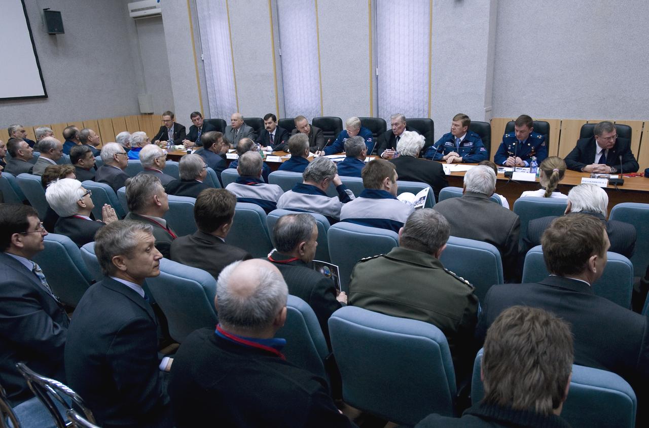 Members of the State Commission meet to approve the Soyuz launch of Expedition 19 Commander Gennady I. Padalka, Flight Engineer Michael R. Barratt and Spaceflight Participant Charles Simonyi on Wednesday, March 25, 2009 in Baikonur, Kazakhstan.  Photo Credit: (NASA/Bill Ingalls)