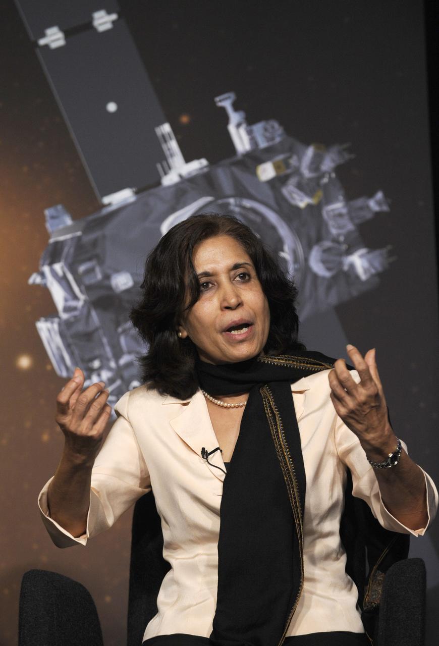 Madhulika Guhathakurta, STEREO program scientist, makes a comment during a Science Update on the STEREO mission at NASA Headquarters in Washington, Tuesday, April 14, 2009. Photo Credit: (NASA/Paul E. Alers)