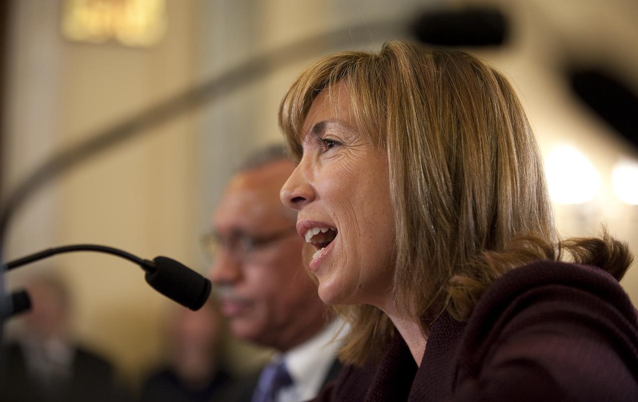 Lori Garver, nominee for Deputy Administrator of NASA, testifies at her confirmation hearing before the Senate Commerce, Science and Transportation Committee in the Russell Senate Office Building on Capitol Hill in Washington, Wednesday, July 8, 2009.  Photo Credit: (NASA/Bill Ingalls)