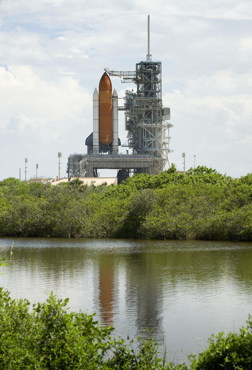 The space shuttle Endeavour is seen at launch pad 39A at NASA's Kennedy Space Center in Cape Canaveral, Florida on Saturday, July 11, 2009. NASA is hopeful that Endeavour will launch with the crew of STS-127 on Sunday. Photo Credit: (NASA/Bill Ingalls)