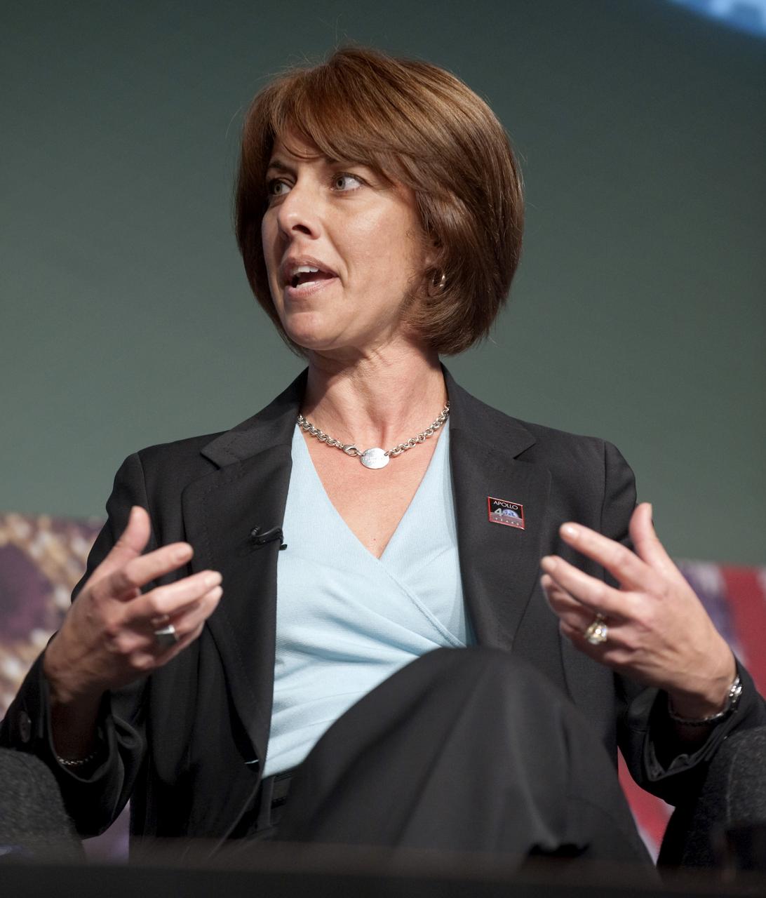 Cristina Guidi, deputy director, Constellation Systems Division, Exploration Systems Mission Directorate, NASA Headquarters, speaks during an Apollo History and Legacy roundtable discussion, Thursday, July 16, 2009, at NASA Headquarters in Washington. Photo Credit: (NASA/Paul E. Alers)