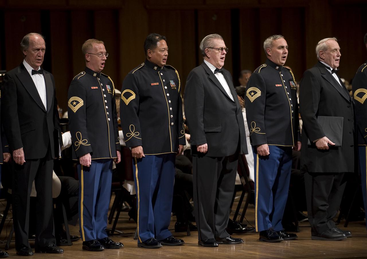 Members of the U.S. Army Chorus and Alumni sing during the "Salute to Apollo" ceremony at the Kennedy Center for the Performing Arts, Saturday, July 18, 2009 in Washington. The event was part of NASA's week long celebration of the Apollo 40th Anniversary. Photo Credit: (NASA/Bill Ingalls)