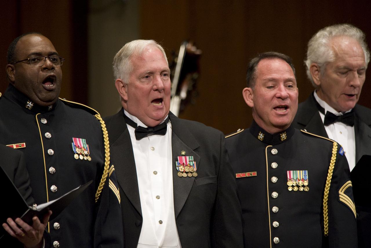 Members of the U.S. Army Chorus and Alumni sing during the "Salute to Apollo" ceremony at the Kennedy Center for the Performing Arts, Saturday, July 18, 2009 in Washington. The event was part of NASA's week long celebration of the Apollo 40th Anniversary. Photo Credit: (NASA/Bill Ingalls)