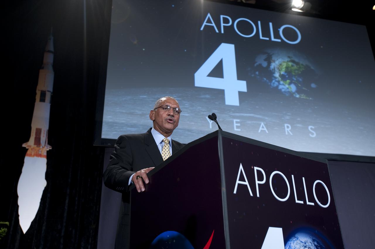 NASA Administrator Charles F. Bolden, Jr. speaks at the Apollo 40th anniversary celebration held at the National Air and Space Museum, Monday, July 20, 2009 in Washington. Photo Credit: (NASA/Bill Ingalls)
