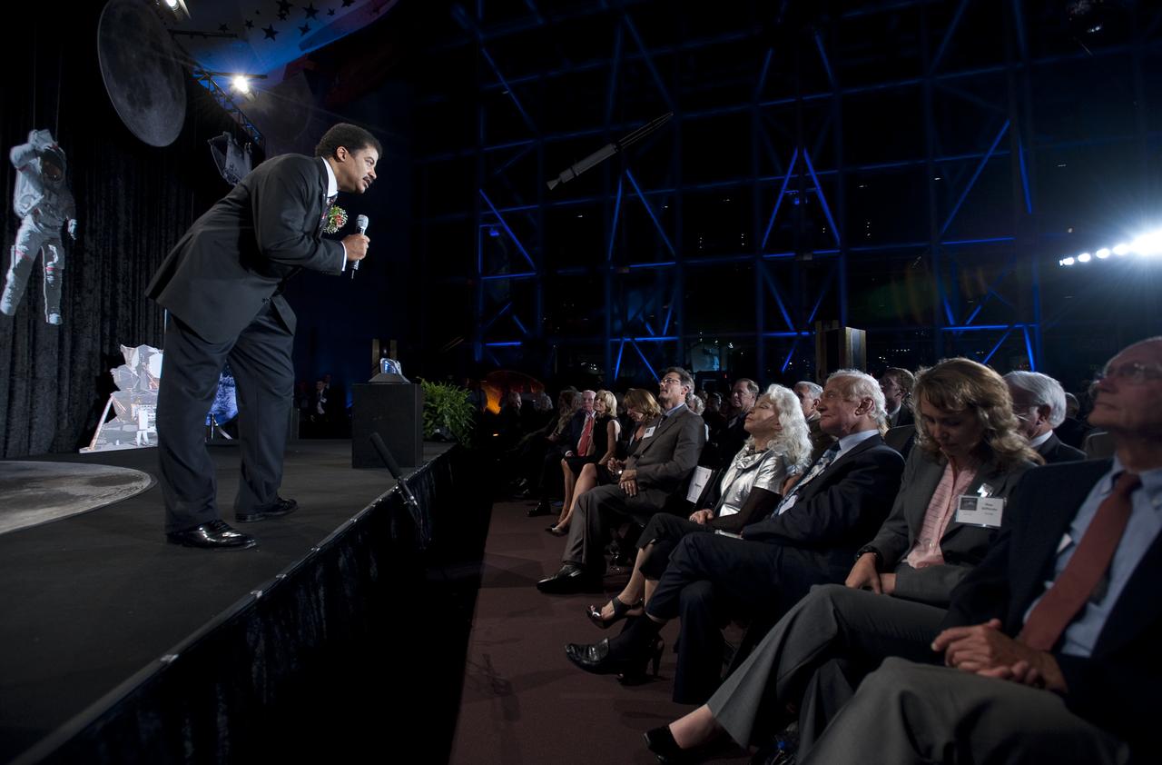 Director of the Hayden Planetarium Neil deGrasse Tyson speaks as host of the Apollo 40th anniversary celebration held at the National Air and Space Museum, Monday, July 20, 2009 in Washington. Photo Credit: (NASA/Bill Ingalls)