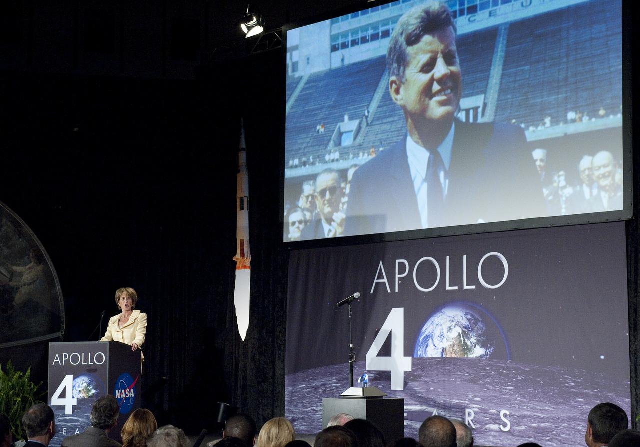 Former Maryland Lieutenant Governor and niece of President John F. Kennedy, Kathleen Kennedy Townsend speaks at the Apollo 40th anniversary celebration held at the National Air and Space Museum, Monday, July 20, 2009 in Washington. Photo Credit: (NASA/Carla Cioffi)