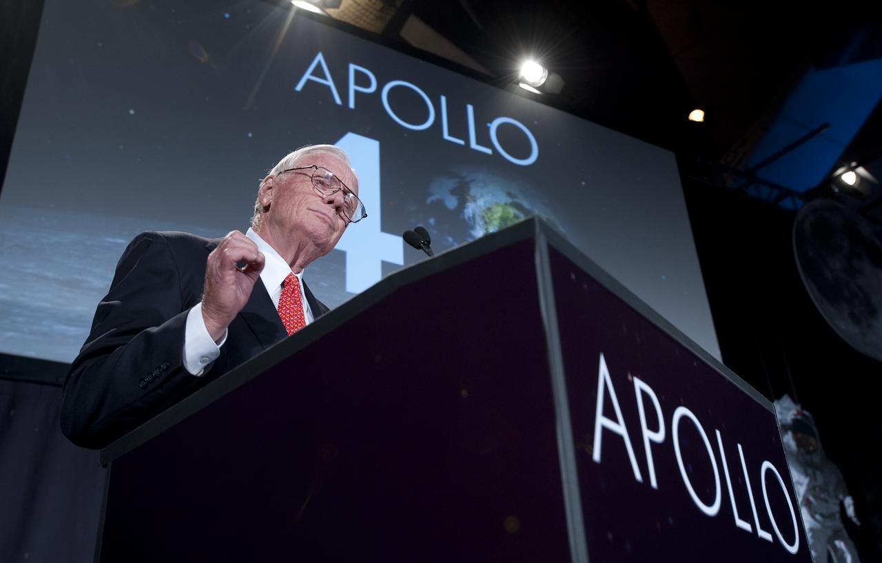 NASA Apollo 11 Mission Commander and first man to set foot on the Moon, Neil Armstrong speaks at the Apollo 40th anniversary celebration held at the National Air and Space Museum, Monday, July 20, 2009 in Washington. Photo Credit: (NASA/Bill Ingalls)