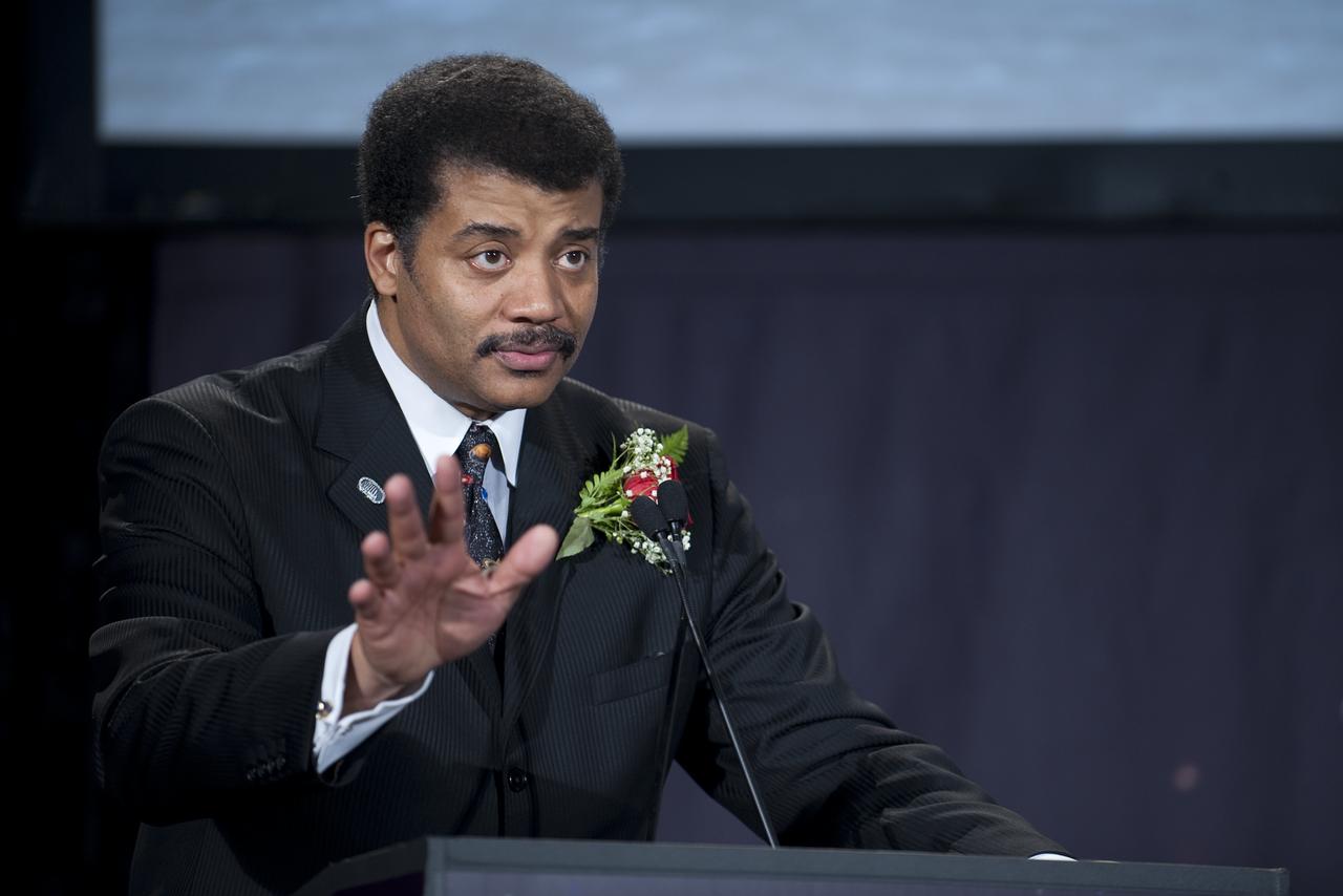 Director of the Hayden Planetarium Neil deGrasse Tyson speaks as host of the Apollo 40th anniversary celebration held at the National Air and Space Museum, Monday, July 20, 2009 in Washington. Photo Credit: (NASA/Bill Ingalls)