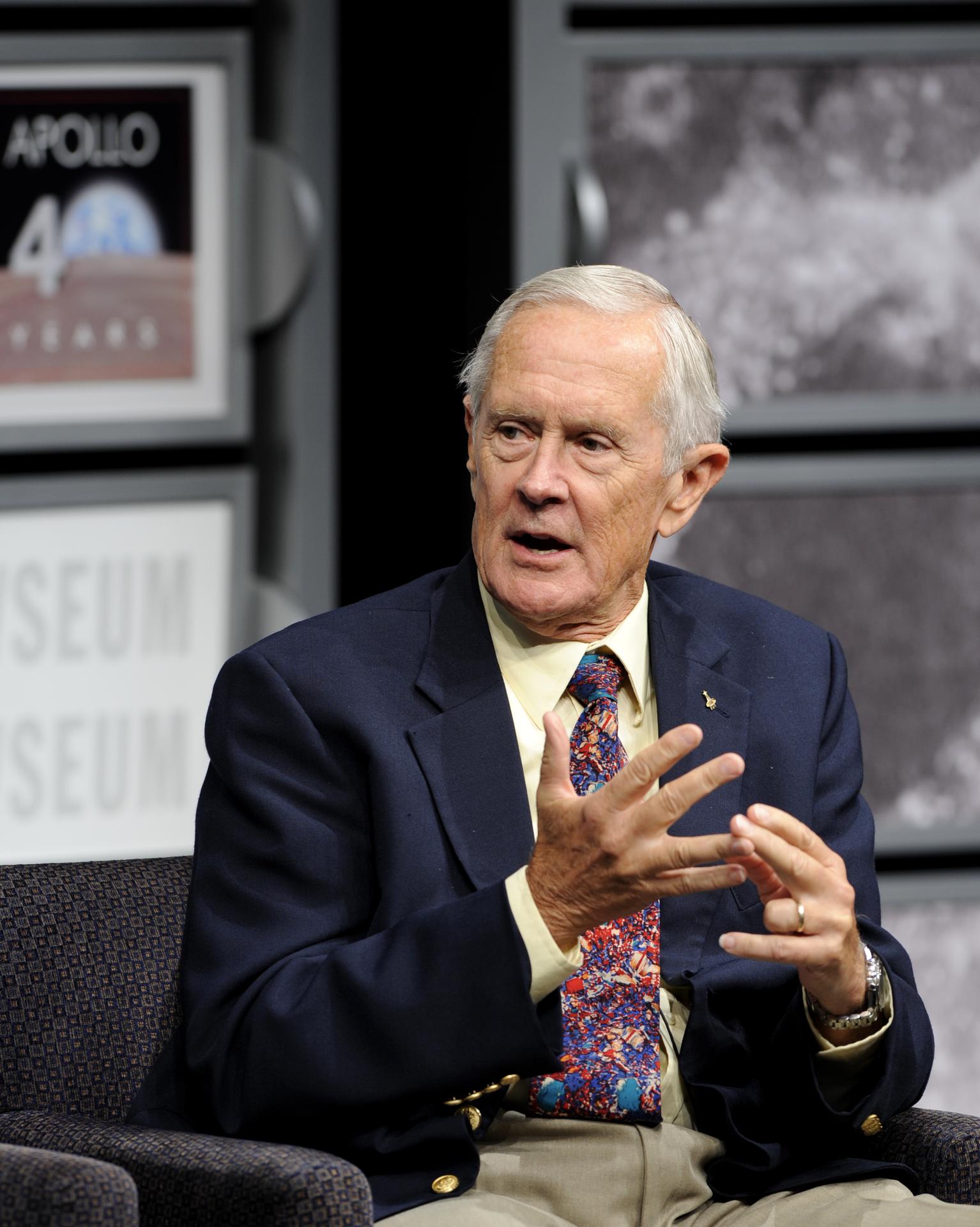 Charlie Duke speaks at an Apollo anniversary event
