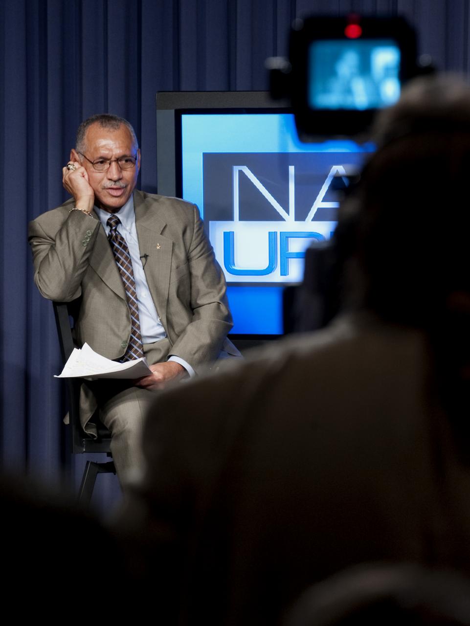 NASA Administrator Charles F. Bolden Jr. speaks during his first NASA Update,Tuesday, July 21, 2009, at NASA Headquarters in Washington. Bolden, NASA's 12th Administrator, was joined by Deputy Administrator Lori Garver where they took the time to introduce themselves and outline their vision for the agency going forward. No questions were taken during the session. Photo Credit: (NASA/Bill Ingalls)
