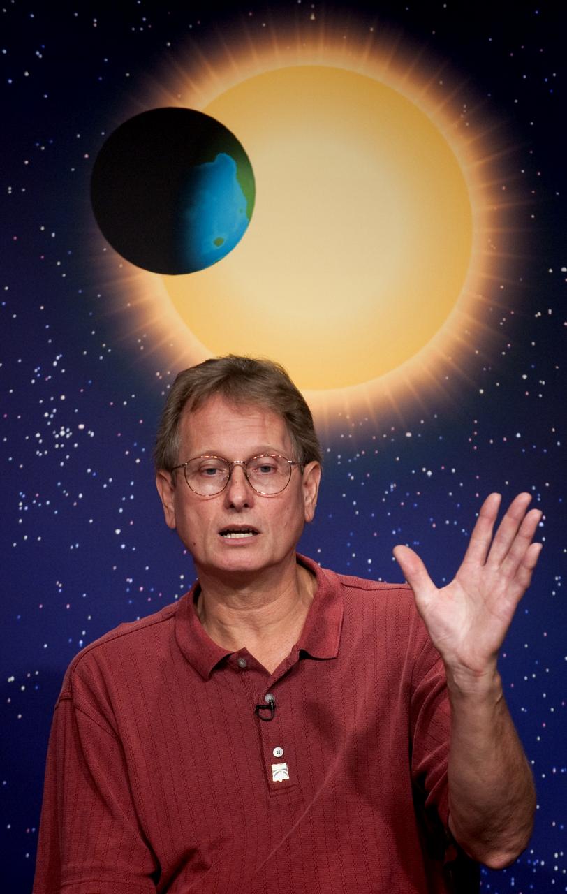 Alan Boss, an astrophyscist at the Carnegie Institution at the Department of Terrestrial Magnetism speaks during a press conference, Thursday, Aug. 6, 2009, at NASA Headquarters in Washington about the scientific observations coming from the Kepler spacecraft that was launched this past March. Kepler is NASA's first mission that is capable of discovering earth-sized planets in the habitable zones of stars like our Sun. Photo Credit: (NASA/Paul E. Alers)