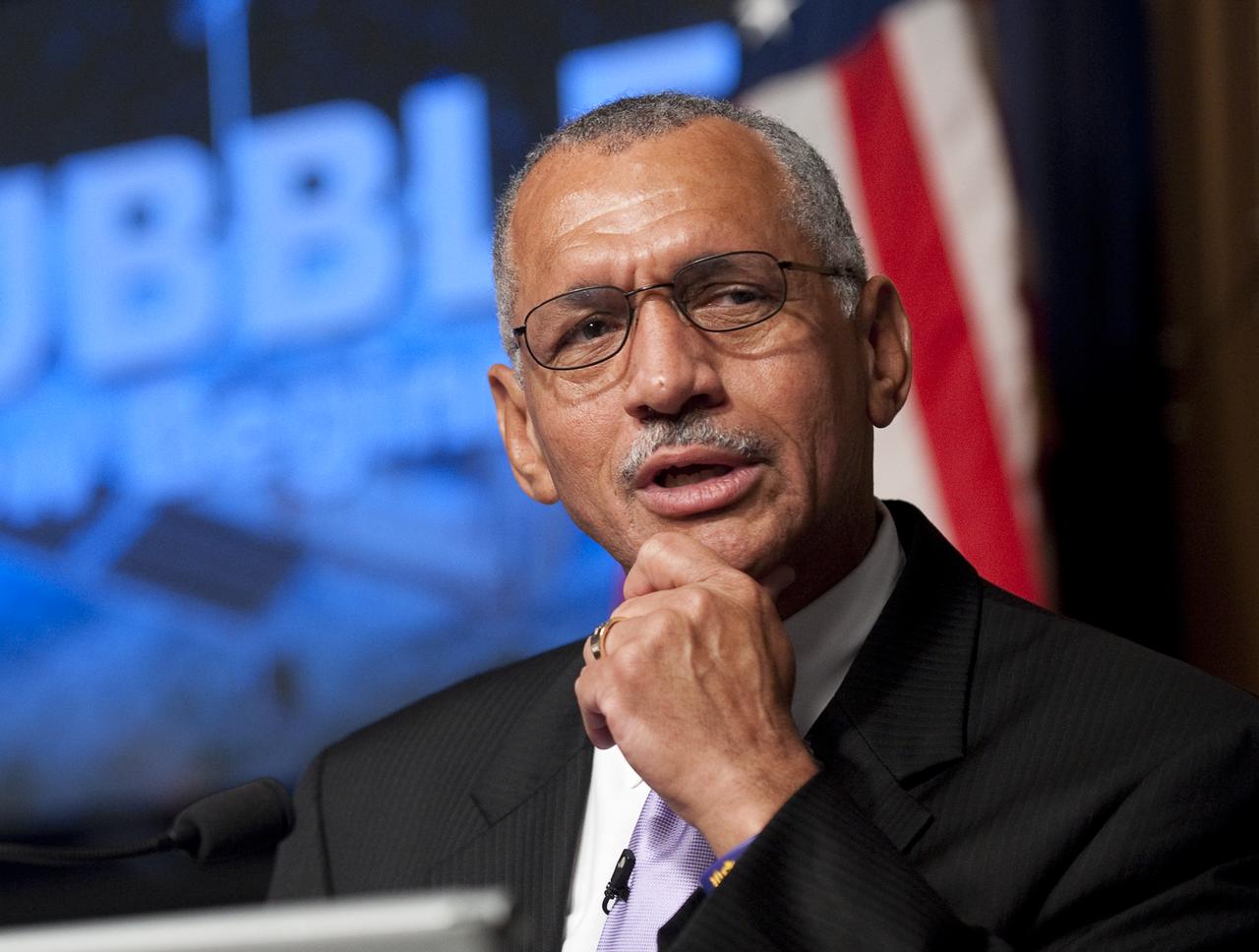 NASA Administrator Charles F. Bolden delivers his remarks during a press conference where NASA unveiled new images from the Hubble Space Telescope Wednesday, Sept. 9, 2009 at NASA Headquarters in Washington. The unveiled images were from four of the telescopes' six operating science instruments. Photo Credit: (NASA/Bill Ingalls)