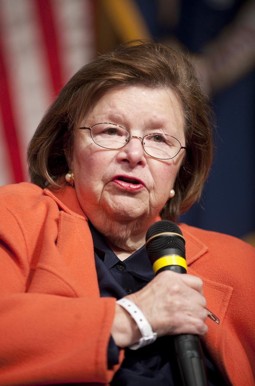 U.S. Senator Barbara A. Mikulski, D-Md. delivers her remarks during a press conference where NASA unveiled new images from the Hubble Space Telescope Wednesday, Sept. 9, 2009 at NASA Headquarters in Washington. The unveiled images were from four of the telescopes' six operating science instruments. Photo Credit: (NASA/Bill Ingalls)