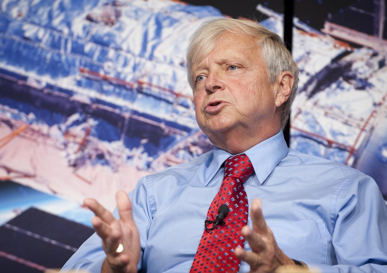 NASA Associate Administrator of the Science Mission Directorate Dr. Edward J. Weiler discusses newly released images from NASA's Hubble Space Telescope Wednesday, Sept. 9, 2009 at NASA Headquarters in Washington. The images were from four of the telescopes' six operating science instruments. Photo Credit: (NASA/Bill Ingalls)
