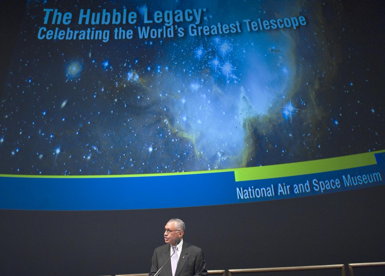 NASA Administrator Charles F. Bolden, speaks, Wednesday evening, Sept. 9, 2009, during a celebration of the Hubble Legacy at the National Air and Space Museum in Washington. Astronomers declared NASA's Hubble Space Telescope a fully rejuvenated observatory with the release Wednesday of observations from four of its six operating science instruments. Photo Credit: (NASA/Bill Ingalls)
