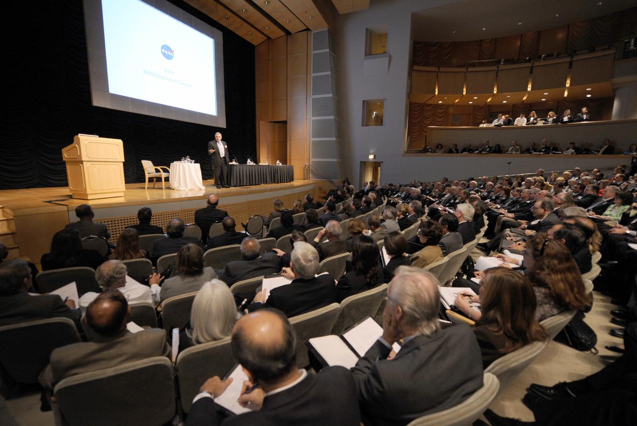 Retired Marine Corps Gen. Anthony Zinni, Chairman of the Board at BAE Systems, speaks to those gathered at the 2009 NASA Executive Summit, Tuesday, Oct. 6, 2009, at the Ronald Reagan Building in Washington. (Photo Credit: (NASA/Paul E. Alers)