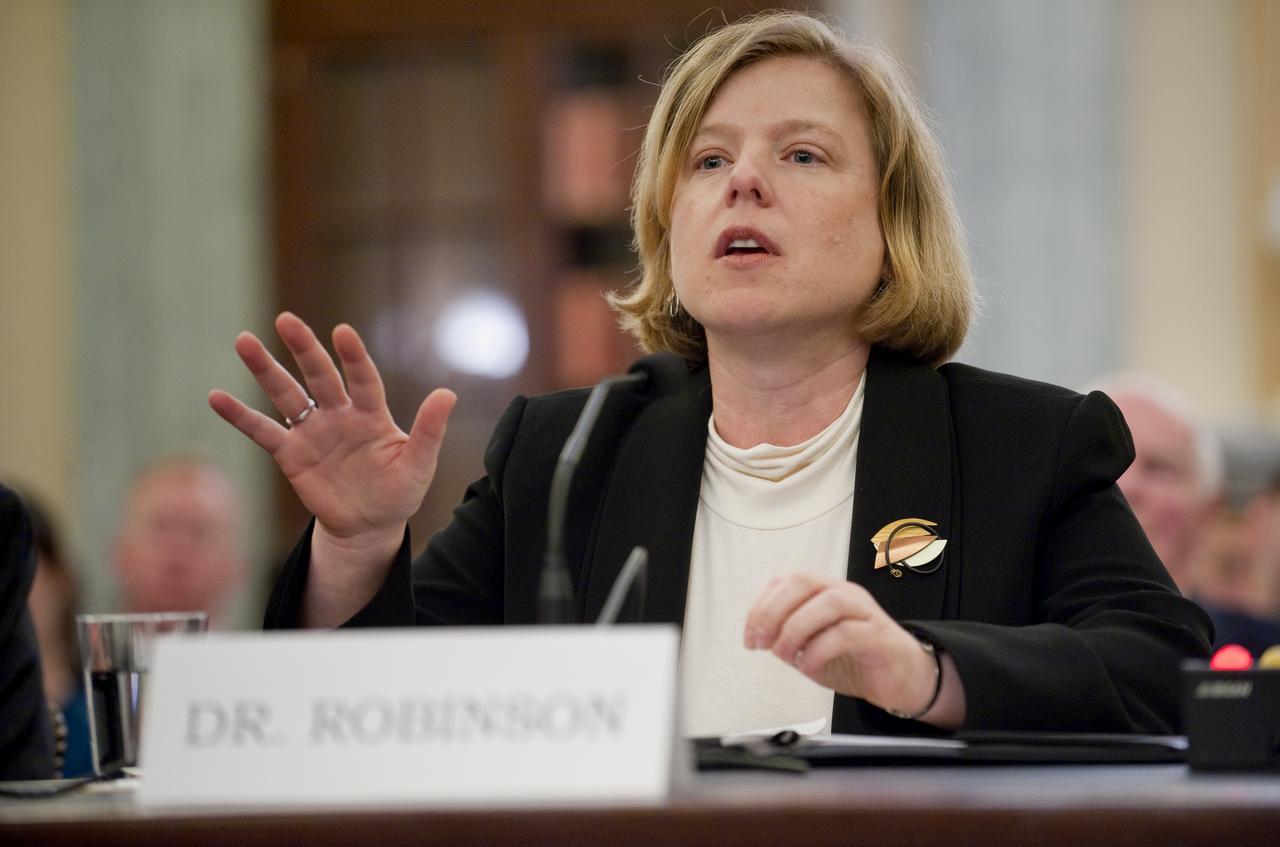 Dr. Elizabeth M. Robinson, nominee for Chief Financial Officer for NASA, answers questions during her confirmation hearing in front of the Senate Committee on Commerce, Science and Transportation, Thursday, Oct. 15, 2009, on Capitol Hill in Washington.  Photo Credit: (NASA/Paul E. Alers)