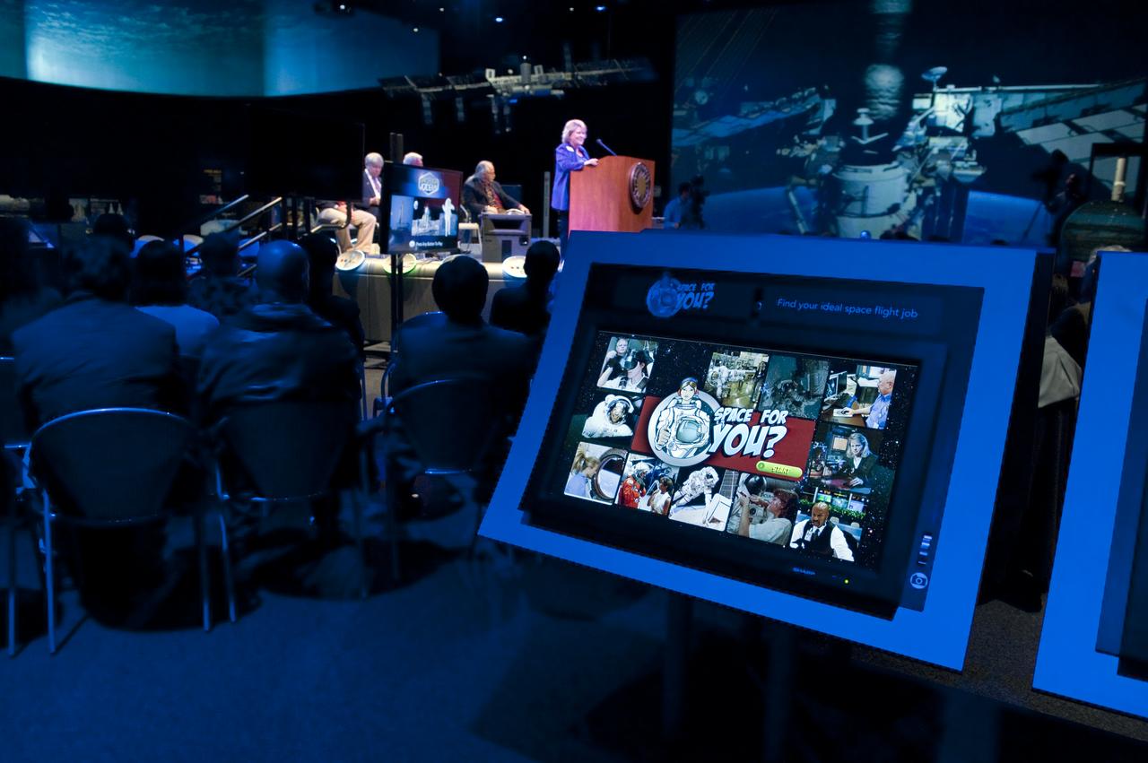 Dr. Valerie Neal, a curator at the Smithsonian's National Air and Space Museum, speaks during a press briefing at the new "Moving Beyond Earth," exhibition at the museum in Washingon, Wednesday, Nov. 18, 2009. Moving Beyond Earth is an immersive exhibition that places visitors ‚Äúin orbit‚Äù in the shuttle and space-station era to explore recent human spaceflight and future possibilities.  Photo Credit: (NASA/Paul E. Alers)