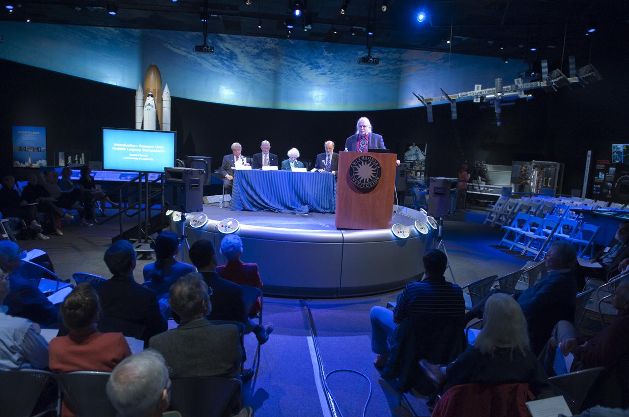 David DeVorkin, Senior Curator, Collection: Astronomy and space sciences speaks during a press briefing at the new "Moving Beyond Earth," exhibition at the National Air and Space Museum in Washingon, Wednesday, Nov. 18, 2009. Moving Beyond Earth is an immersive exhibition that places visitors ‚Äúin orbit‚Äù in the shuttle and space-station era to explore recent human spaceflight and future possibilities.  Photo Credit: (NASA/Paul E. Alers)