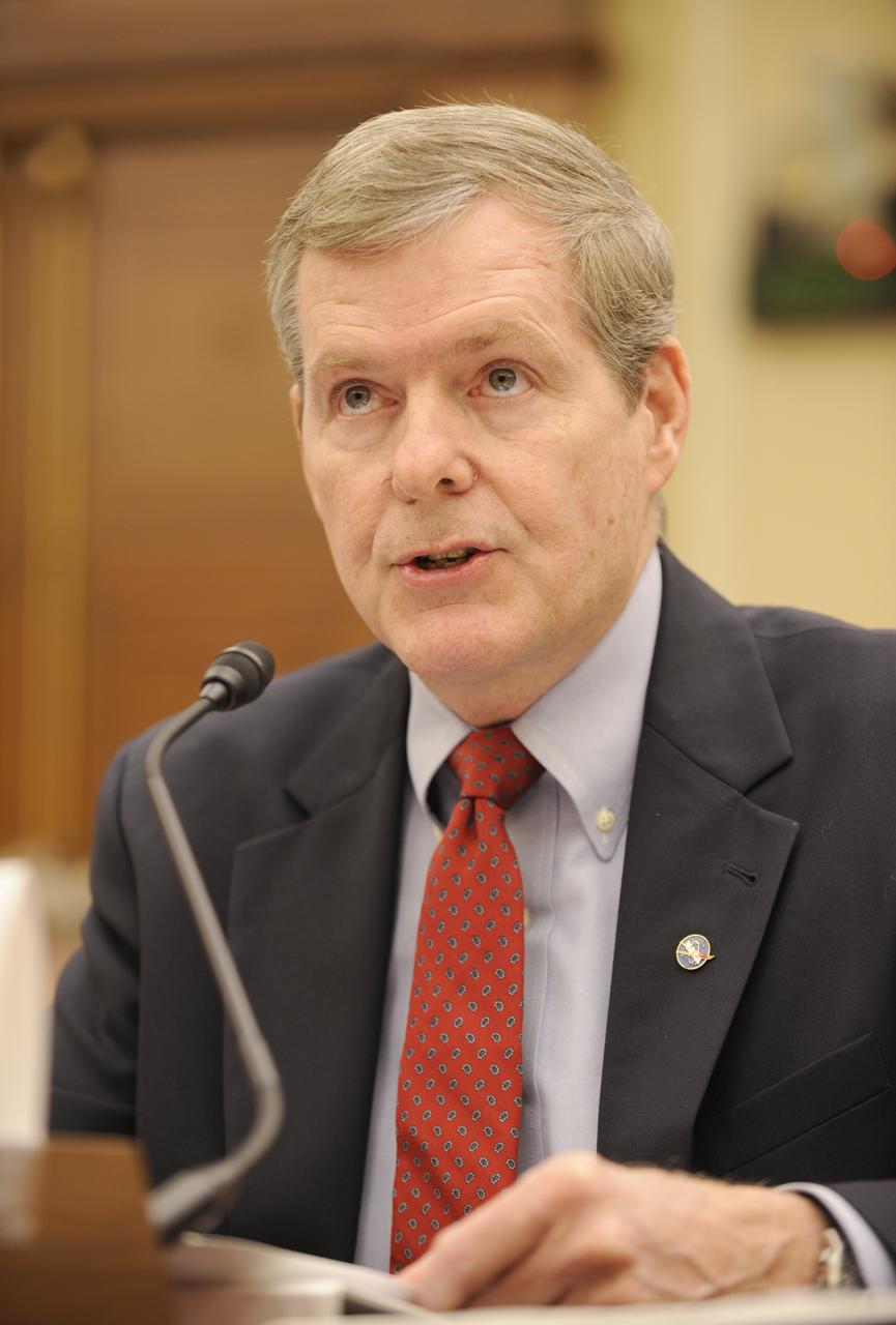 Bryan O'Connor, Chief of Safety and Mission Assurance at NASA, testifies before a hearing before the House Subcommitte on Space and Aeronautics regarding Safety of Human Spaceflight on Capitol Hill, Wednesday, Dec. 2, 2009, in Washington.  Photo Credit: (NASA/Bill Ingalls)