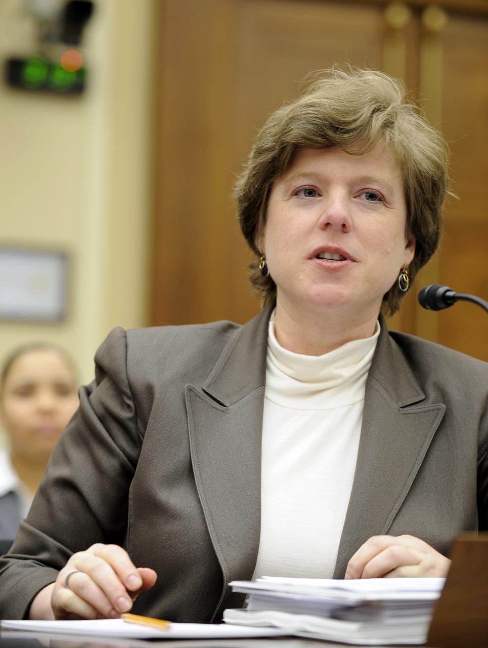 Elizabeth Robinson, NASA Chief Financial Officer, testifies during a Joint Hearing before the House Committee on Science and Technology, Transportation and Infrastructure Committee, Subcommittee on Investigations and Oversight, Thursday, Dec. 3, 2009, on Capitol Hill in Washington. Photo Credit: (NASA/Bill Ingalls)