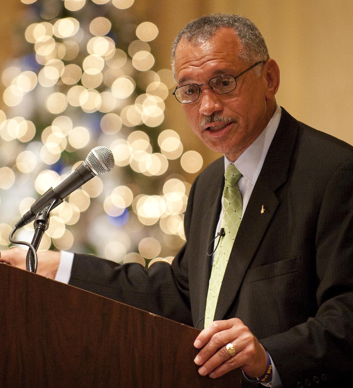 NASA Administrator Charles Bolden speaks during a luncheon co-hosted by the American Institute of Aeronautics and Astronautics (AIAA) and Women In Aerospace (WIA) Wednesday, Dec., 9, 2009 at the Ritz-Carlton in Arlington, Va.  Photo Credit: (NASA/Bill Ingalls)