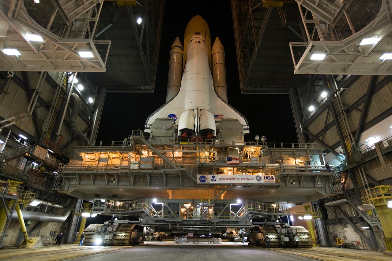 STS-130 Endeavour Rollout - Includes 1st Motion