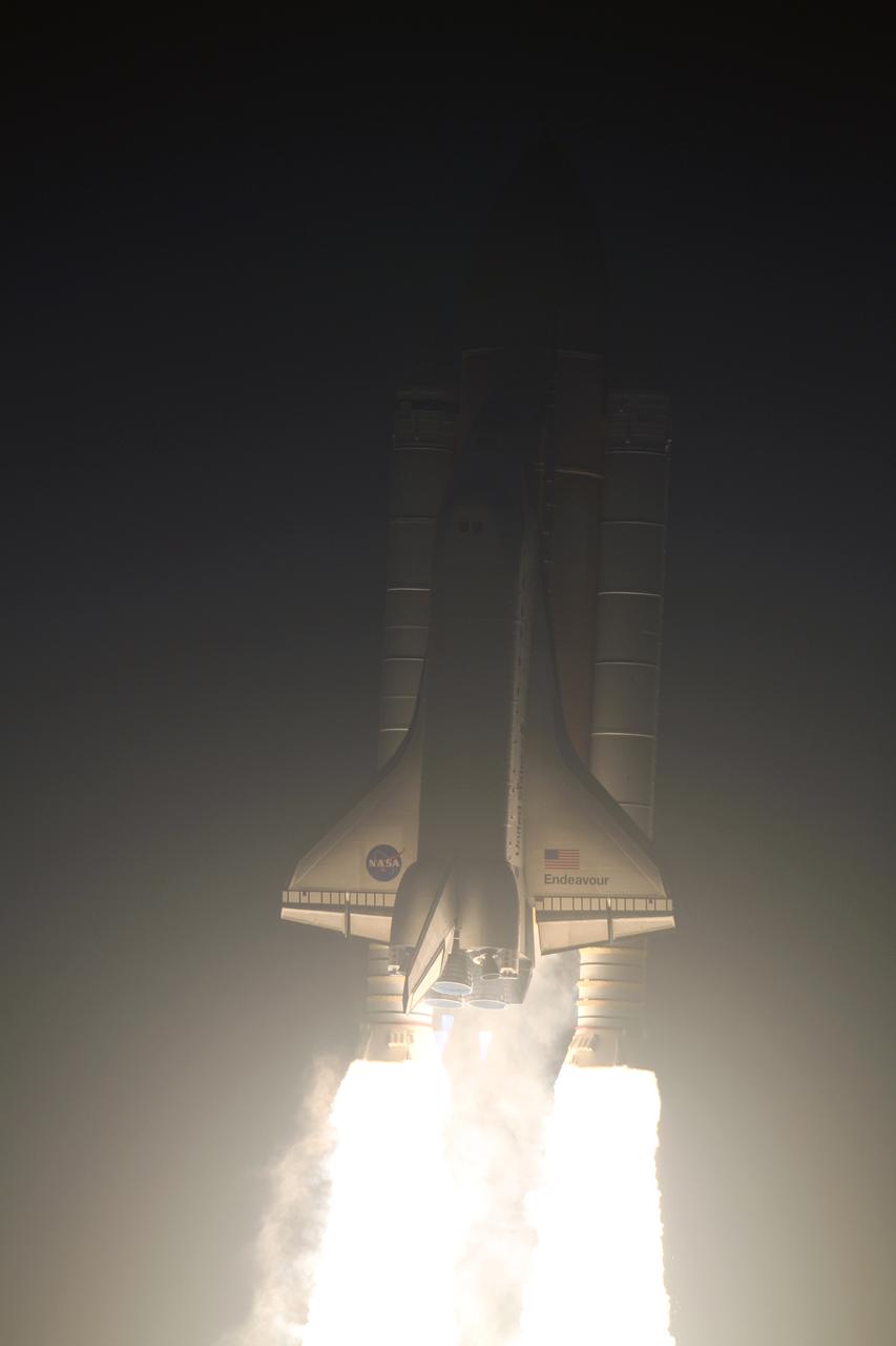 CAPE CANAVERAL, Fla. - Space shuttle Endeavour roars off Launch Pad 39A into the night sky at NASA's Kennedy Space Center in Florida. Launch of the STS-130 mission to the International Space Station was at 4:14 a.m. EST. This was the second launch attempt for space shuttle Endeavour's STS-130 crew and the final scheduled space shuttle night launch. The first attempt on Feb. 7 was scrubbed due to unfavorable weather. The primary payload for the STS-130 mission to the International Space Station is the Tranquility node, a pressurized module that will provide additional room for crew members and many of the station's life support and environmental control systems. Attached to one end of Tranquility is a cupola, a unique work area with six windows on its sides and one on top. The cupola resembles a circular bay window and will provide a vastly improved view of the station's exterior. The multi-directional view will allow the crew to monitor spacewalks and docking operations, as well as provide a spectacular view of Earth and other celestial objects. The module was built in Turin, Italy, by Thales Alenia Space for the European Space Agency. For information on the STS-130 mission and crew, visit http:__www.nasa.gov_mission_pages_shuttle_shuttlemissions_sts130_index.html. Photo credit: NASA_Kenny Allen and Michael Gayle