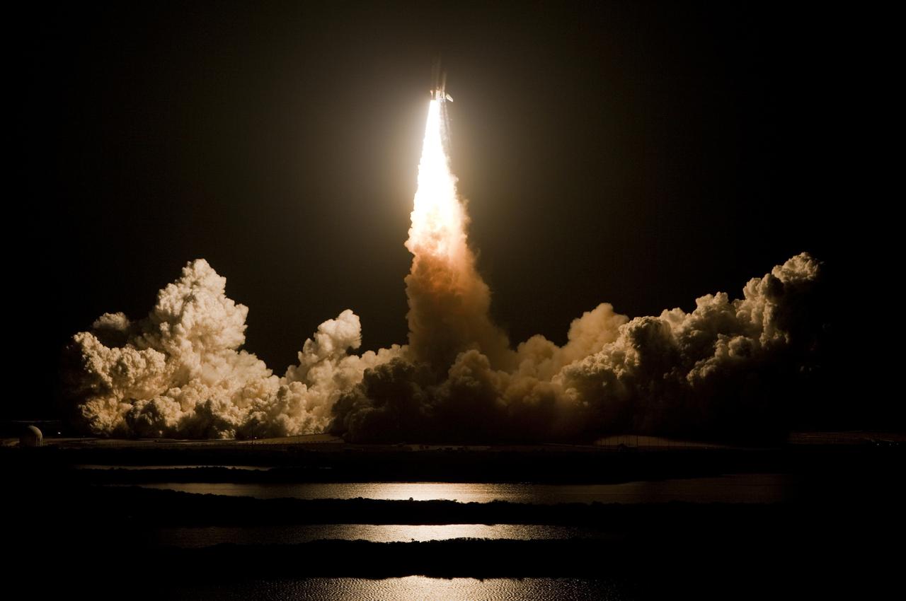 CAPE CANAVERAL, Fla. - Space shuttle Endeavour blazes a path through the night sky to orbit as it lifts off from Launch Pad 39A at NASA's Kennedy Space Center in Florida.  Launch of the STS-130 mission to the International Space Station was at 4:14 a.m. EST.  This was the second launch attempt for space shuttle Endeavour's STS-130 crew and the final scheduled space shuttle night launch.  The first attempt on Feb. 7 was scrubbed due to unfavorable weather. The primary payload for the STS-130 mission to the International Space Station is the Tranquility node, a pressurized module that will provide additional room for crew members and many of the station's life support and environmental control systems. Attached to one end of Tranquility is a cupola, a unique work area with six windows on its sides and one on top.  The cupola resembles a circular bay window and will provide a vastly improved view of the station's exterior. The multi-directional view will allow the crew to monitor spacewalks and docking operations, as well as provide a spectacular view of Earth and other celestial objects. The module was built in Turin, Italy, by Thales Alenia Space for the European Space Agency.  For information on the STS-130 mission and crew, visit http:__www.nasa.gov_mission_pages_shuttle_shuttlemissions_sts130_index.html.  Photo courtesy of Scott Andrews