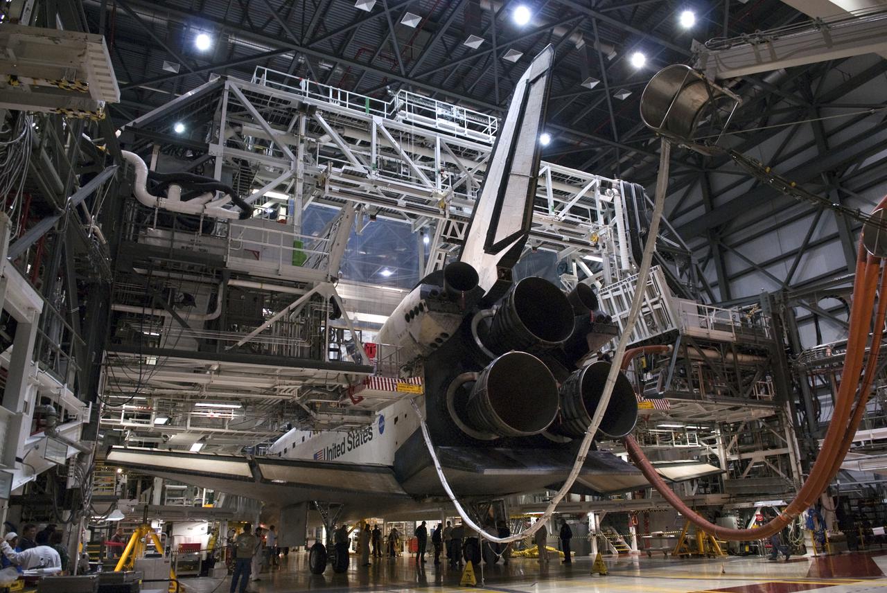 CAPE CANAVERAL, Fla. - In Orbiter Processing Facility-2 at NASA's Kennedy Space Center in Florida, space shuttle Endeavour is ready for preparations to begin for its next mission.  Endeavour's touchdown at Kennedy's Shuttle Landing Facility following the STS-130 mission to the International Space Station was at 10:20 p.m. EST Feb. 21.  Processing now will begin for Endeavour's next flight, STS-134.  The six-member STS-134 crew will deliver Express Logistics Carrier 3 and the Alpha Magnetic Spectrometer to the International Space Station, as well as a variety of spare parts including two S-band communications antennas, a high-pressure gas tank, additional spare parts for Dextre and micrometeoroid debris shields. STS-134 will be the 35th shuttle mission to the station and the 133rd flight in the shuttle program.  Launch is targeted for July 29. For information on the STS-134 mission and crew, visit http:__www.nasa.gov_mission_pages_shuttle_shuttlemissions_sts134_index.html.  Photo credit: NASA_Kim Shiflett