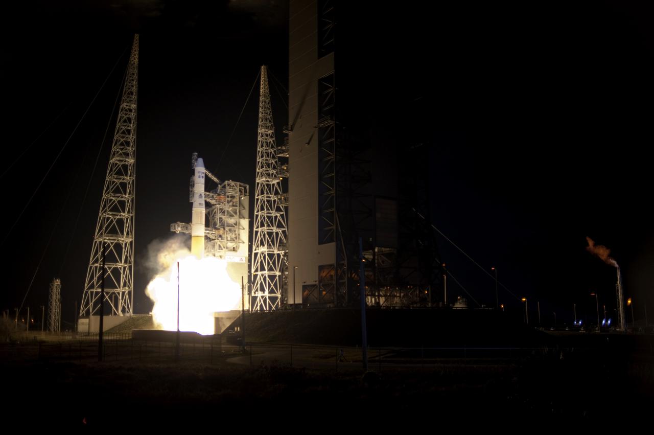 CAPE CANAVERAL, Fla. – Engine ignition on the United Launch Alliance Delta IV rocket carrying NASA's GOES-P meteorological satellite creates a flash of light on Launch Complex 37 on Cape Canaveral Air Force Station in Florida. Liftoff was at 6:57 p.m. EST. GOES-P, the latest Geostationary Operational Environmental Satellite, was developed by NASA for the National Oceanic and Atmospheric Administration, or NOAA. The GOES-P spacecraft will be placed in a 22,300-mile-high geosynchronous orbit where it will appear to hover over a single point on Earth. The spacecraft is outfitted with a complex suite of observation instruments and cameras so it can accurately report on weather and climate conditions on Earth. For information on GOES-P, visit http:__www.nasa.gov_mission_pages_GOES-P_main_index.html. Photo credit: NASA_Sandra Joseph and Tony Gray